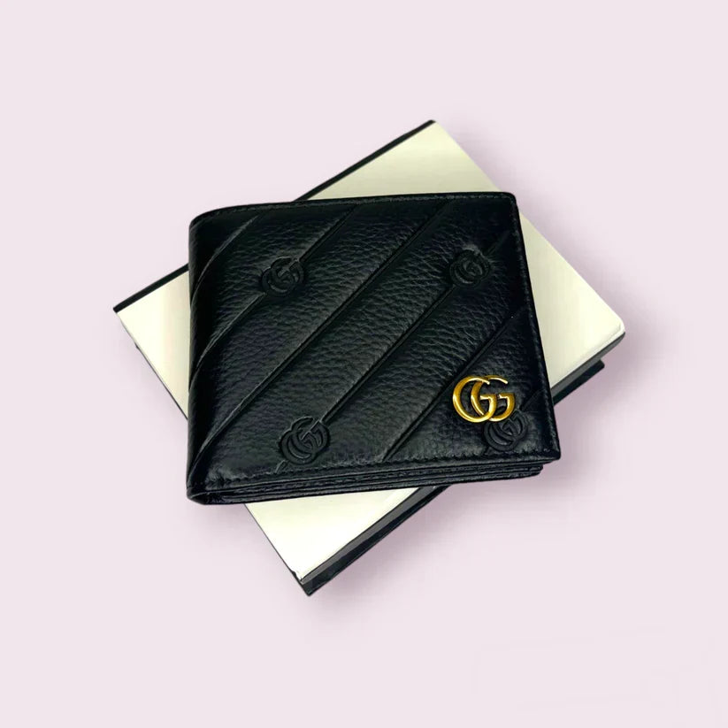 Designer Leather Bifold Men Wallet Textured Black
