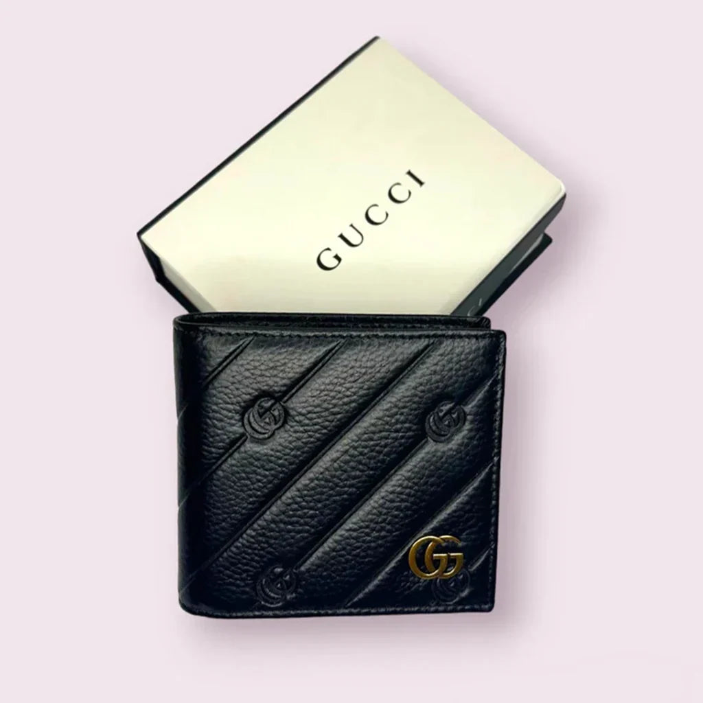 Designer Leather Bifold Men Wallet Textured Black