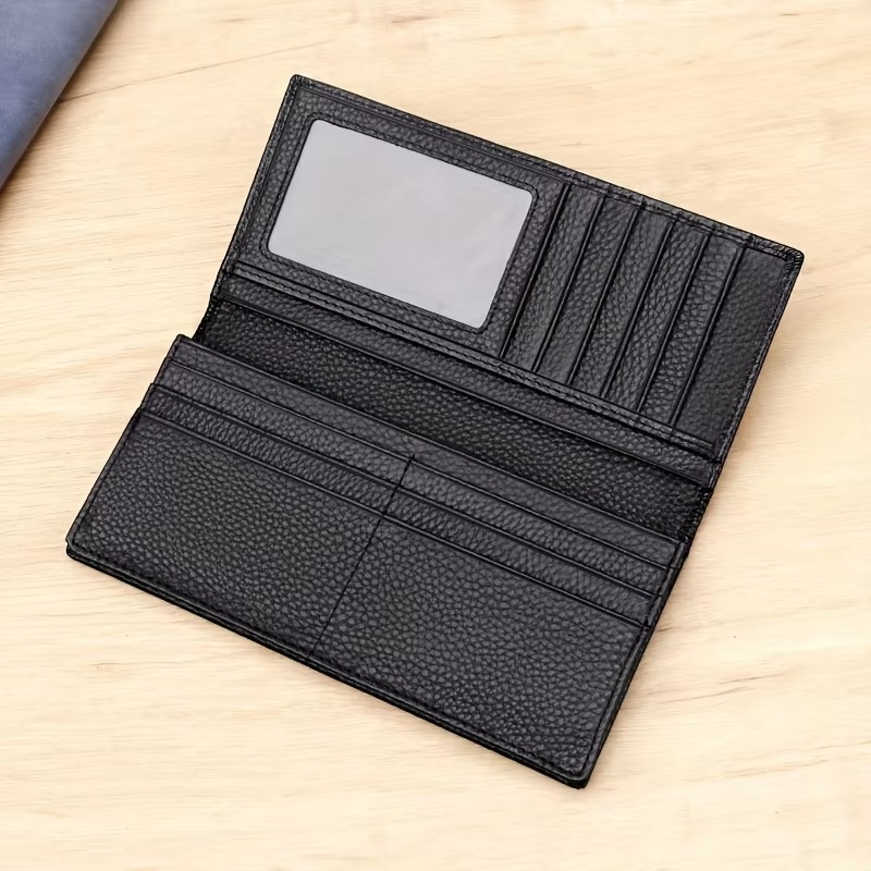 Wallet Genuine Leather Long Slim Bifold Card Holder Wallet Purse